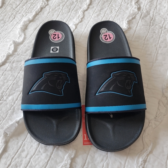 Nike Off Court Slides NFL Carolina Panthers Mens 12 NWT Revive Cushion Footbed - Picture 9 of 11